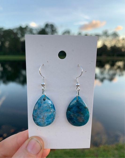 “Teardrops On My Guitar” Blue Apatite Earrings