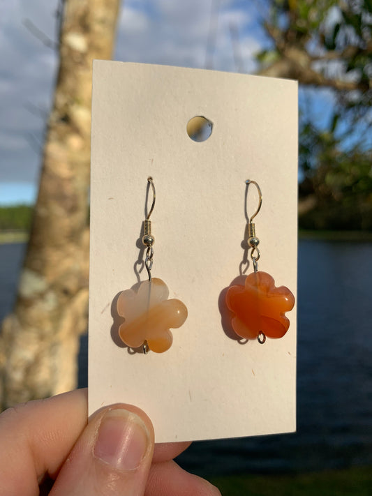 Carnelian Flower Earrings