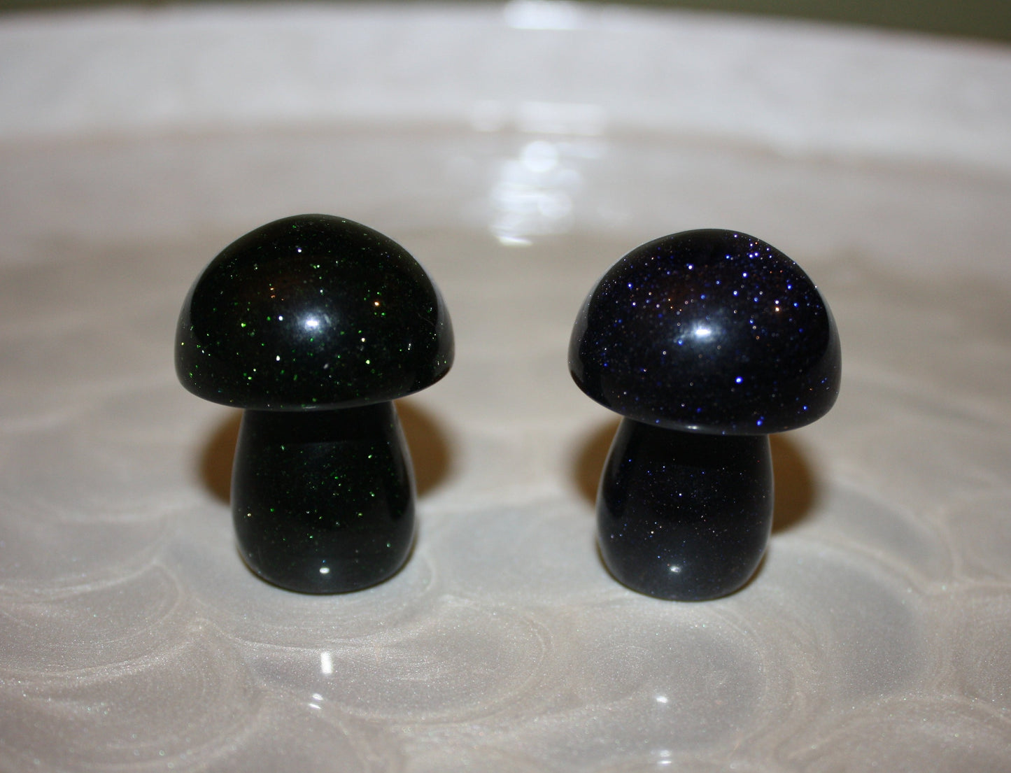Blue & Green Sandstone Mushroom Carvings
